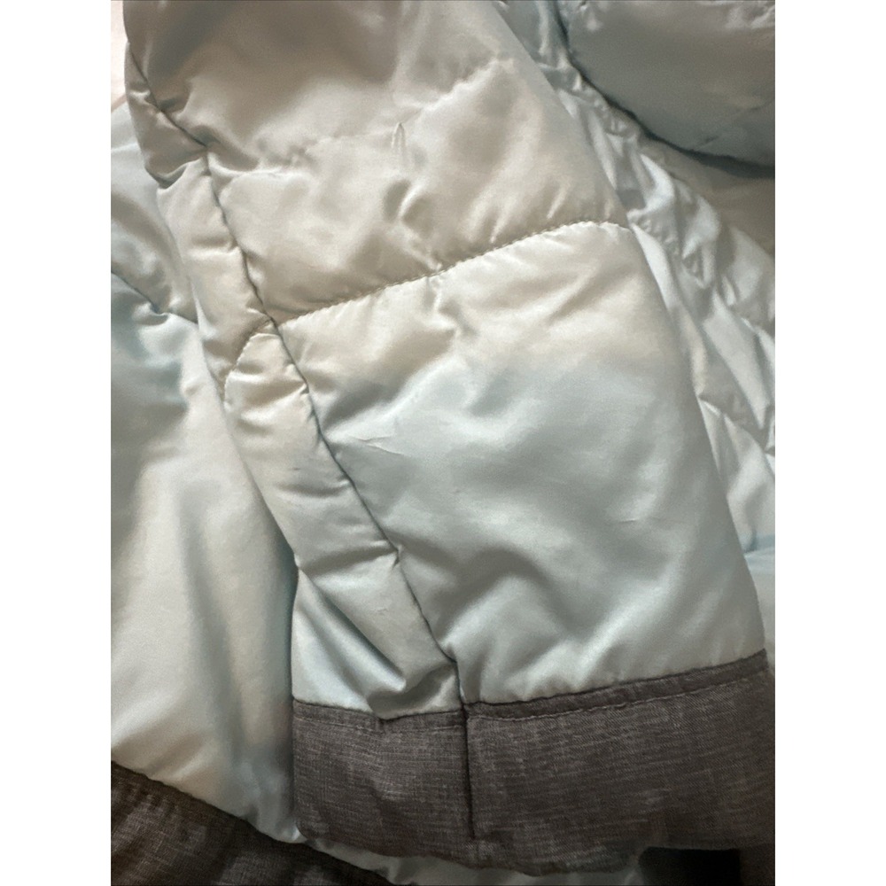 THE NORTH FACE REVERSIBLE PERRITO HOODED GIRLS JACKET Sz Medium 10/12 Grey/Blue - Picture 11 of 16